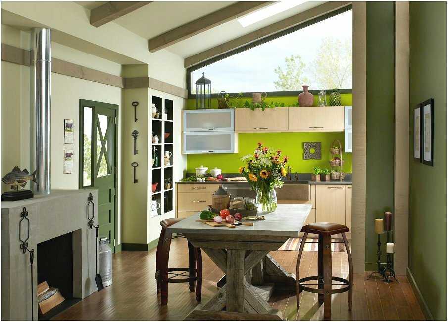 Фисташковый цвет в интерьере: сочетание с другими цветами, стены на кухне в стиле прованс, спальня и гостиная
 - 33 фото