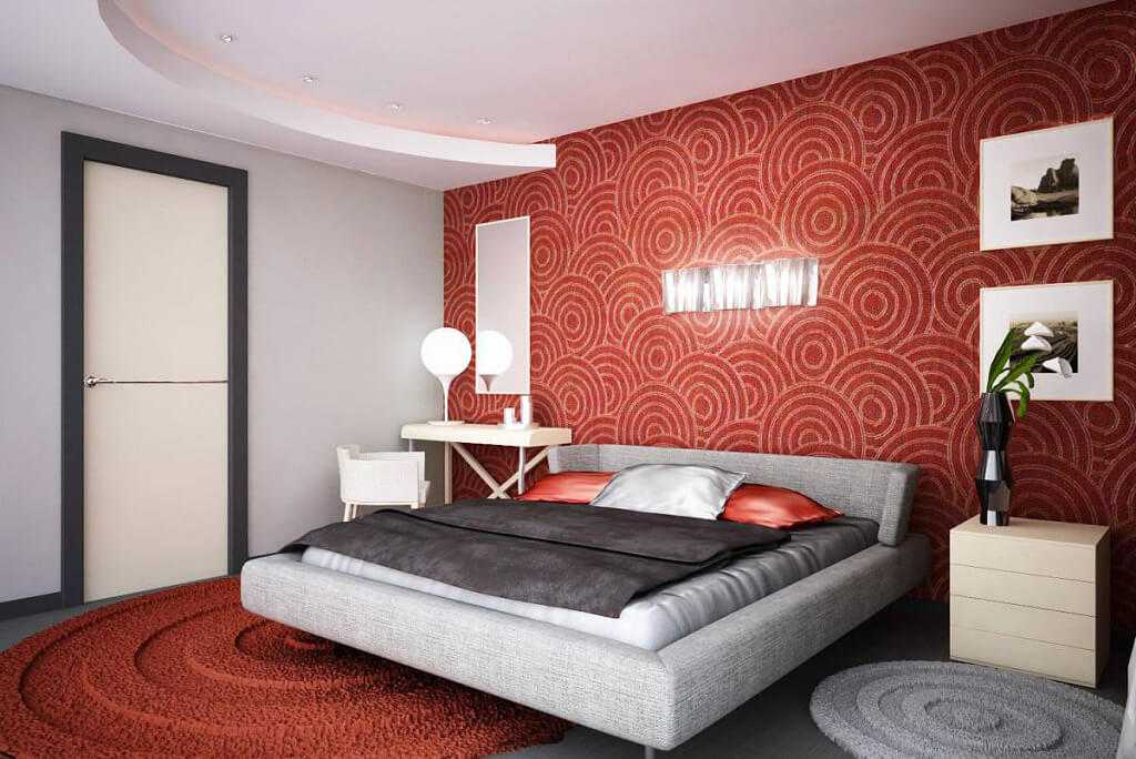 Дизайн маленькой спальни идеи обоев двух цветов на фото Варианты сочетания стен, мебели, пола, потолка и дверей Интерьер комнаты как подобрать цвет