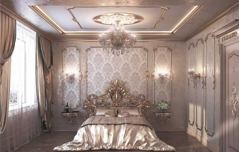 Спальня в стиле барокко 100 фото красивых примеров в дизайне интерьера Как оформить спальню в стиле барокко мебель, декор, отделка, обои, кровать, аксессуары