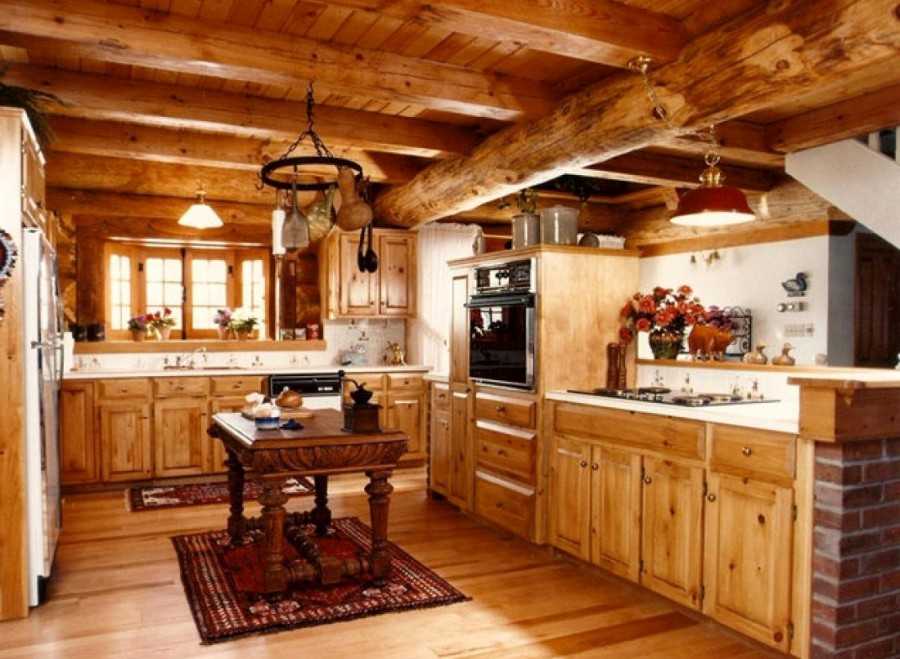 Маленькая деревянная  кухня: дизайн и отделка кухни из дерева (65 фото)